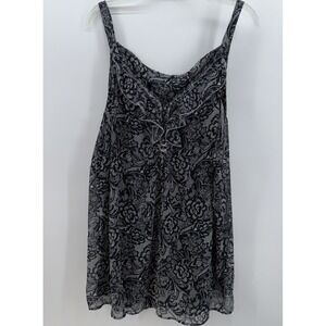 Avenue Plus Size 30/32 Black & White Dressy Tank with Ruffle Detail - Super Cute